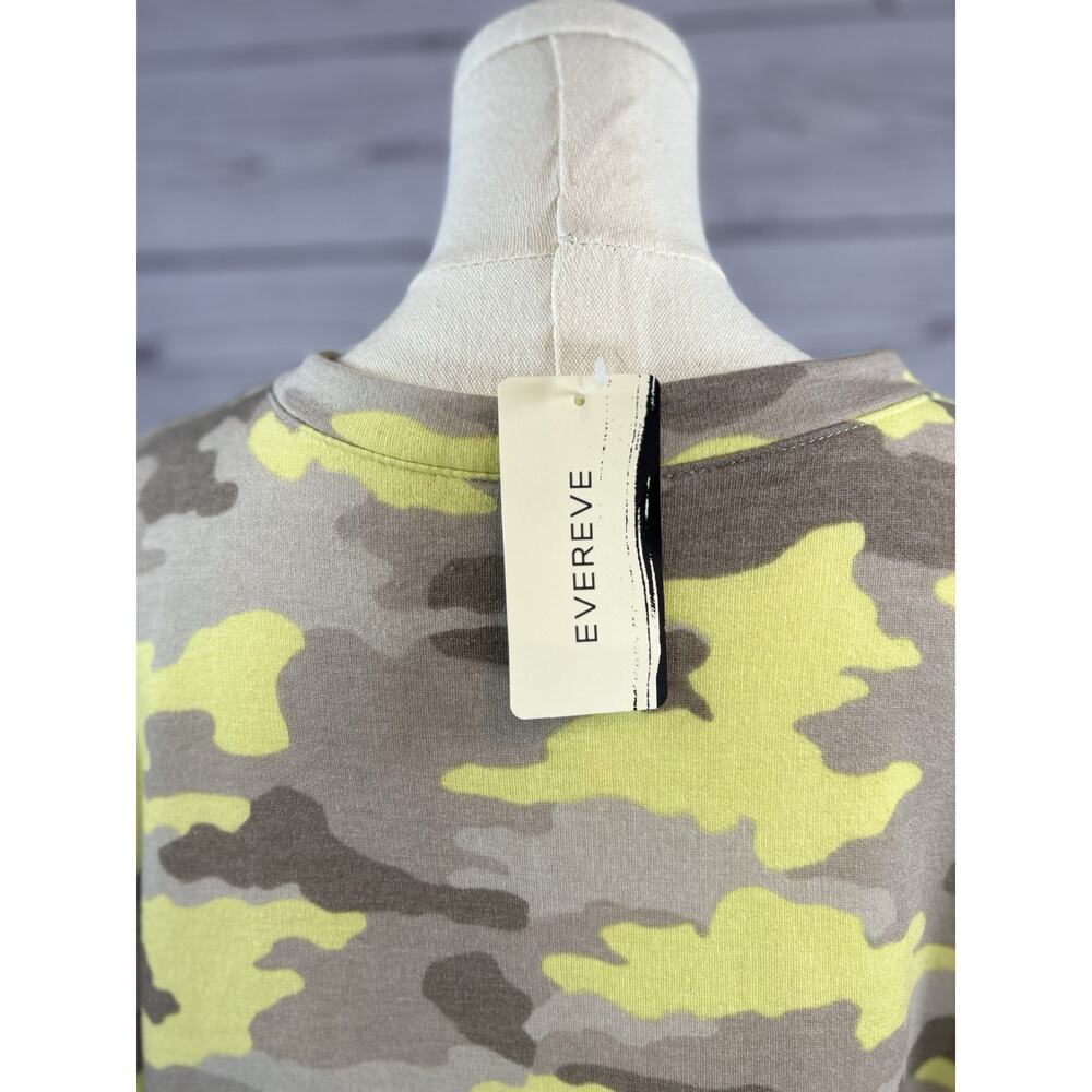Peyton Jensen Camo Sweatshirt Womens Large Neon Yellow Gray Pullover NWT - Picture 5 of 7